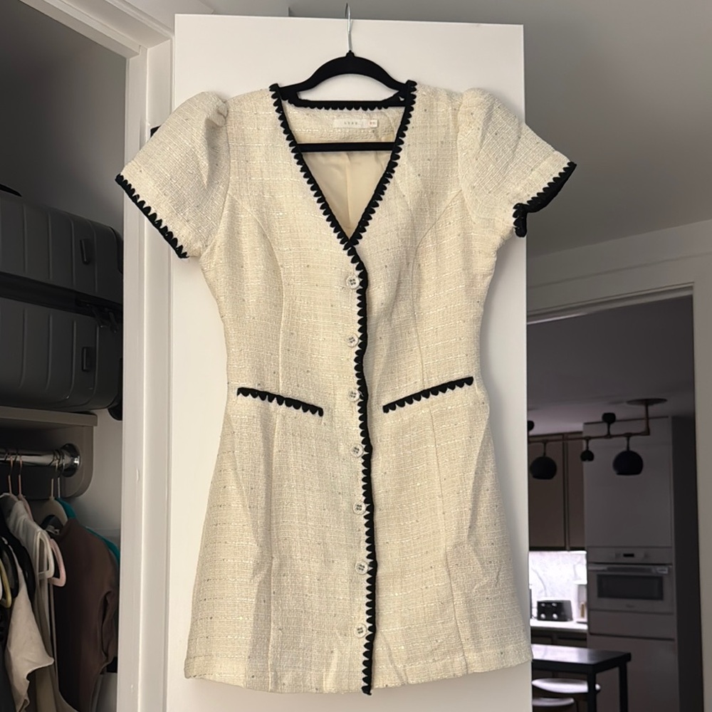 Lush Cream Puff Sleeve Sheath Mini Dress